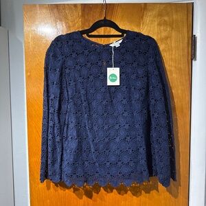 Biden Blue lace lined top blouse